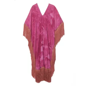 Long Pink La Danza Fringed Caftan