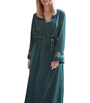 Long Satin Robe Green