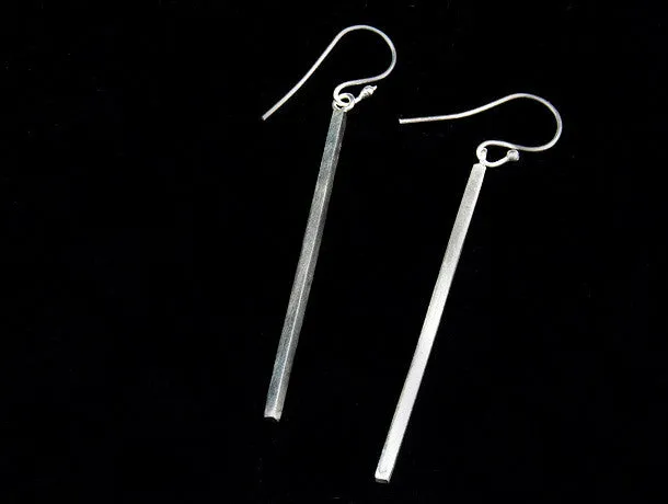 Long Silver Stick Earrings