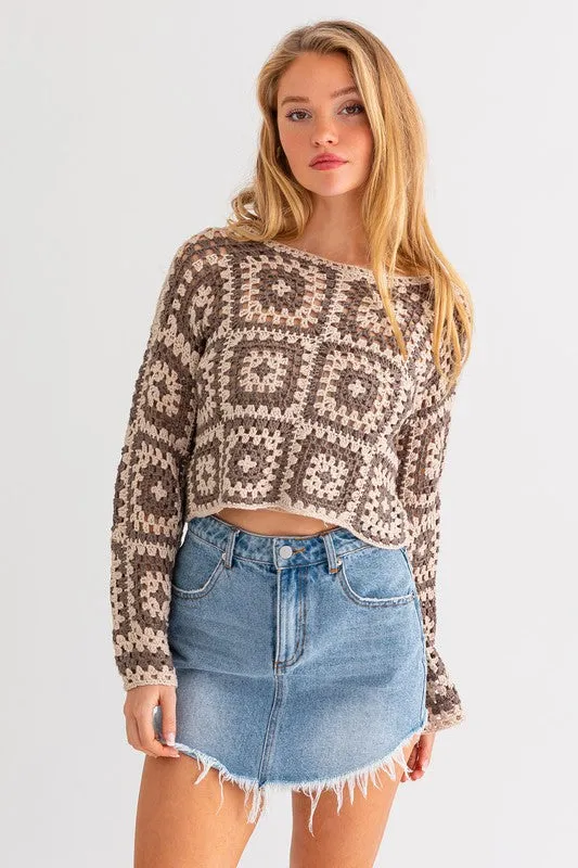 Long Sleeve Crochet Top