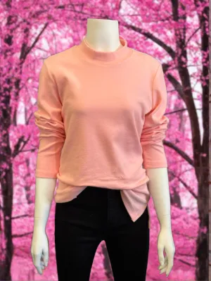 Long Sleeve Mock Turtle Neck Top - Pink