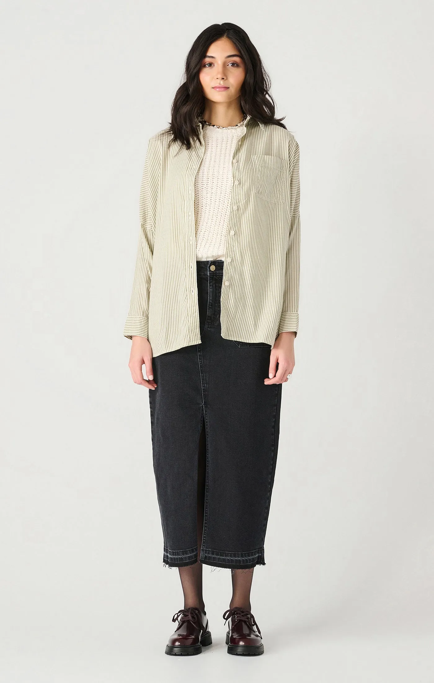 Long Sleeve Oversized Button Front Shirt