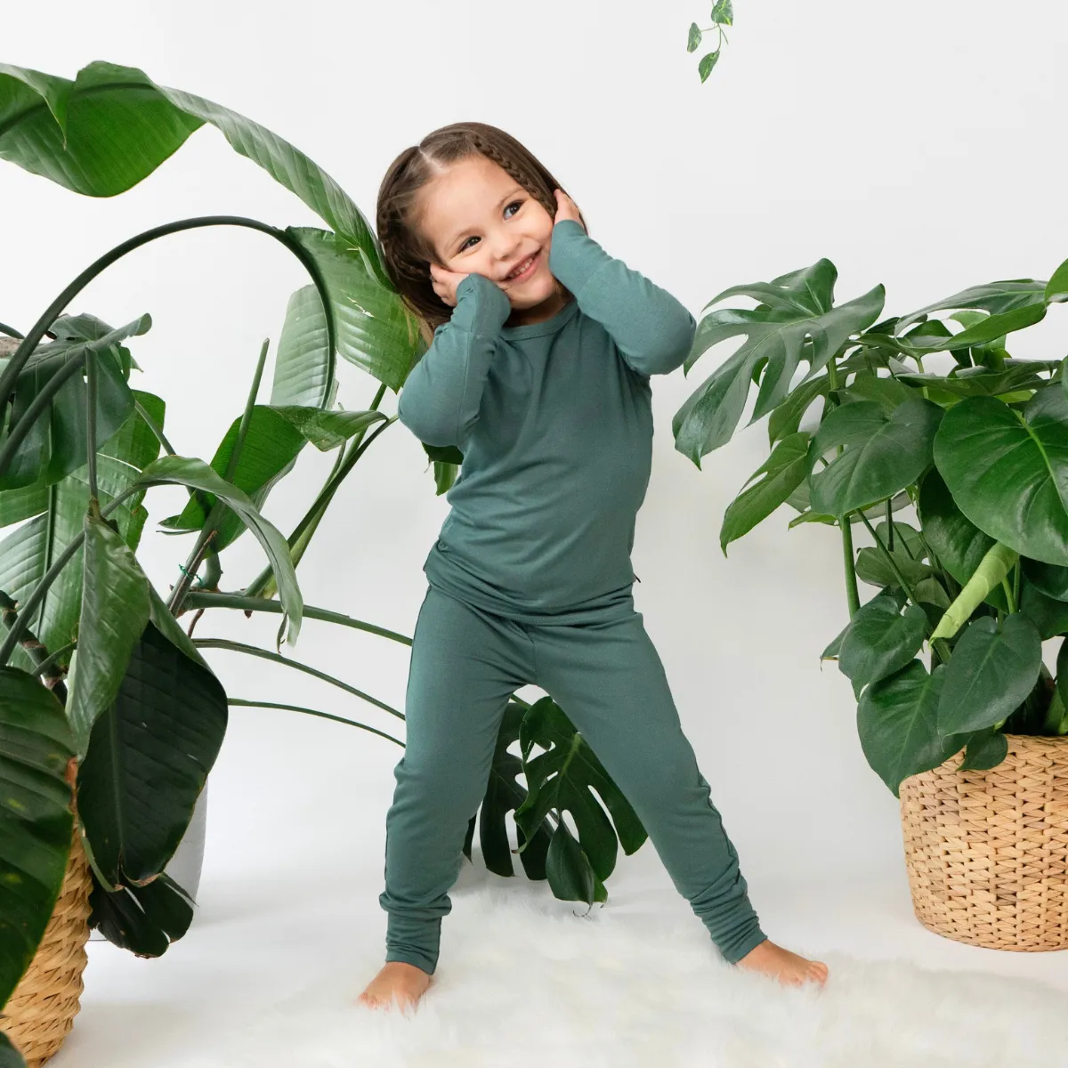 Long Sleeve PJ Set - Leafy Green