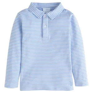 Long Sleeve Polo - Light Blue Stripe