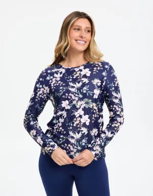 Long Sleeve Printed Swim Top UPF 50 