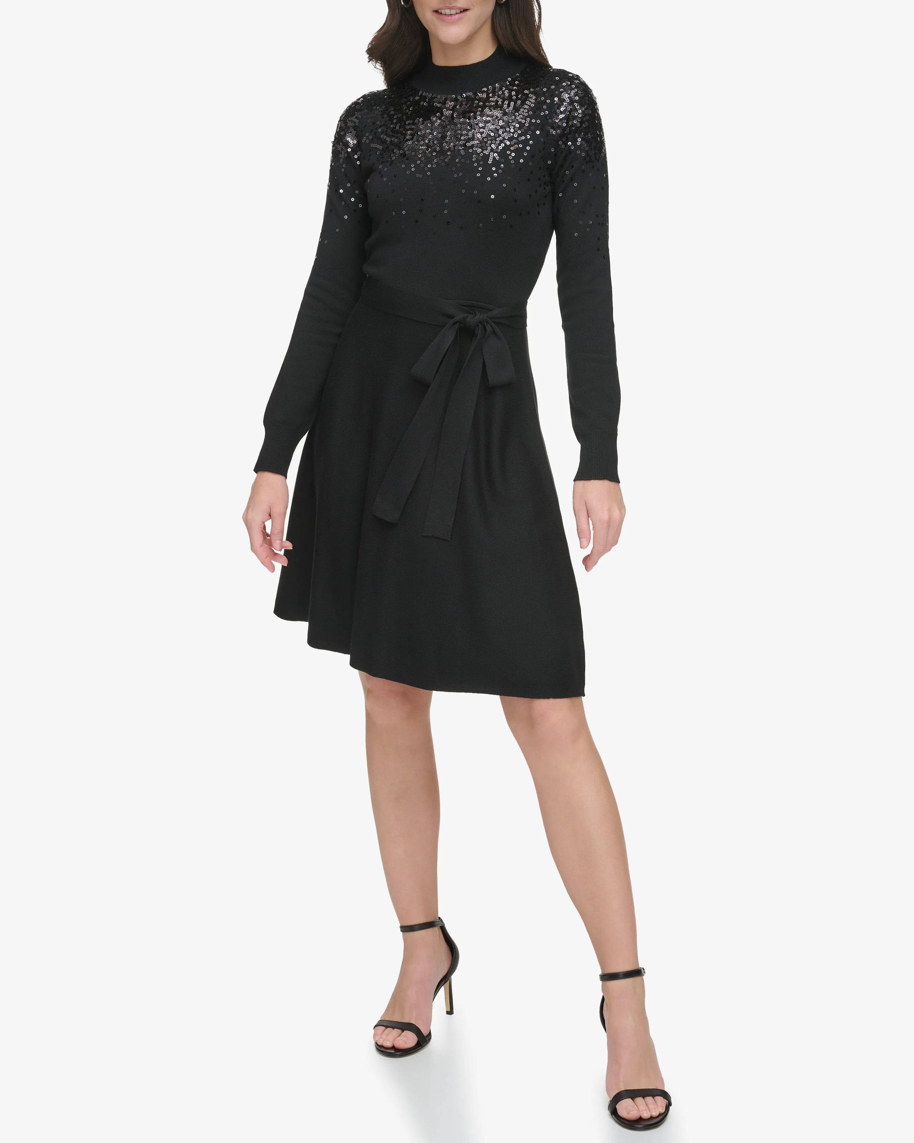 Long Sleeve Sequin Knit Dress