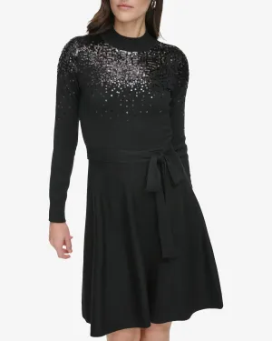 Long Sleeve Sequin Knit Dress