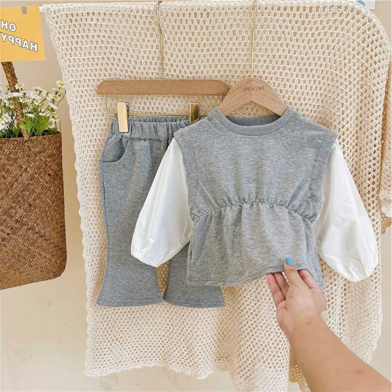 Long Sleeve Soft Cotton Shirt with Flared Pants