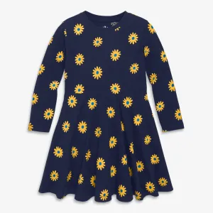 Long sleeve twirly dress in sunflowers