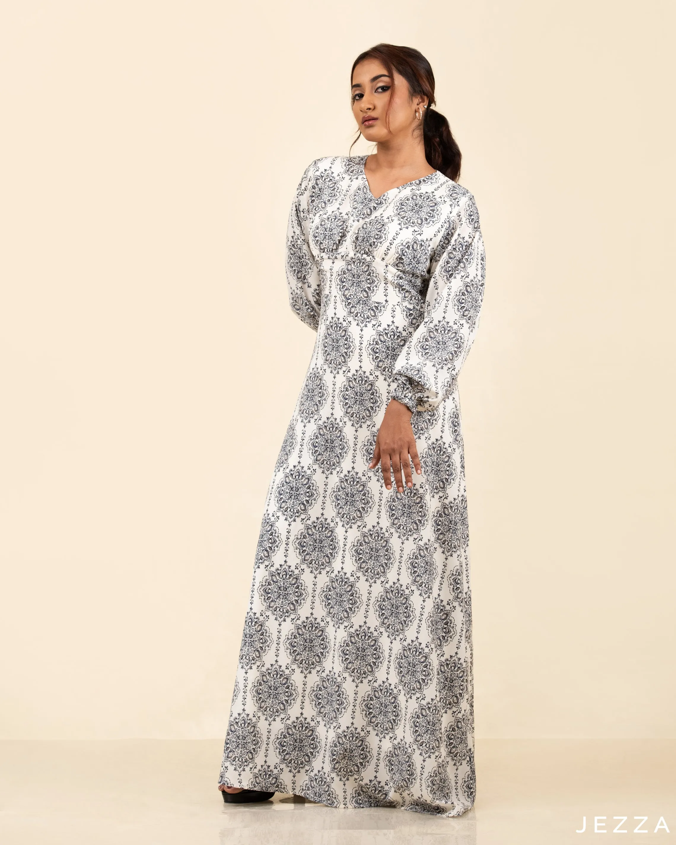 Long Sleeved Printed Polyester Dress 57252