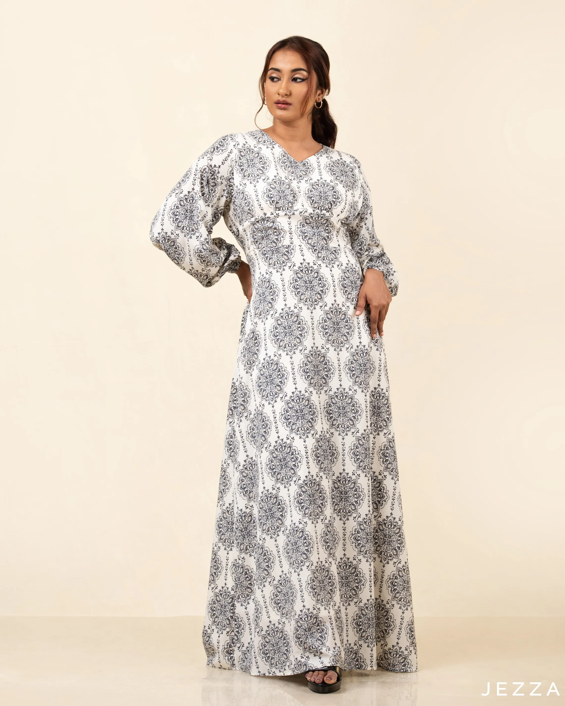 Long Sleeved Printed Polyester Dress 57252