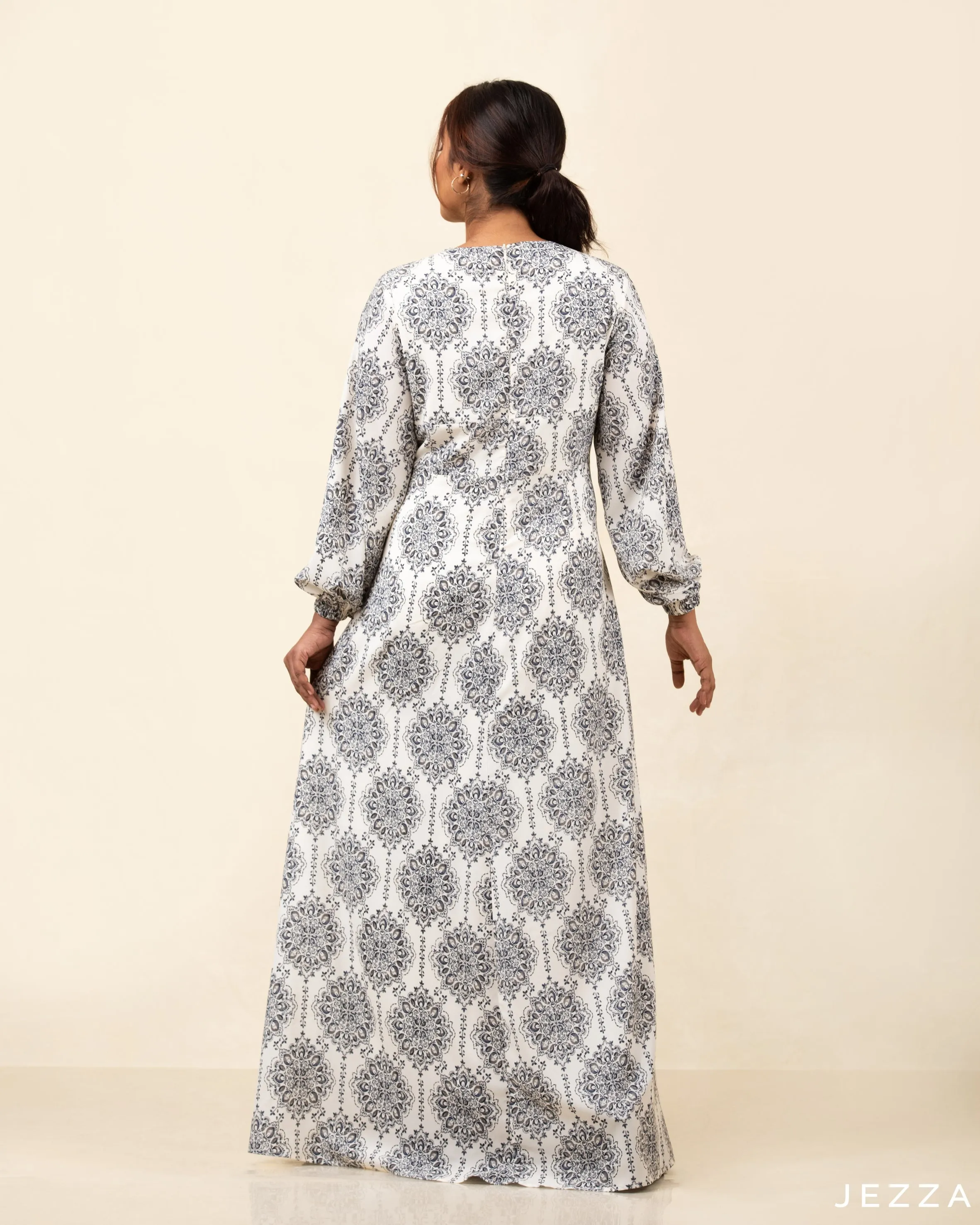 Long Sleeved Printed Polyester Dress 57252