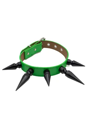 Long Spiked Choker- Green