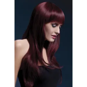 Long Straight Wig with Fringe in Black Cherry - Sienna