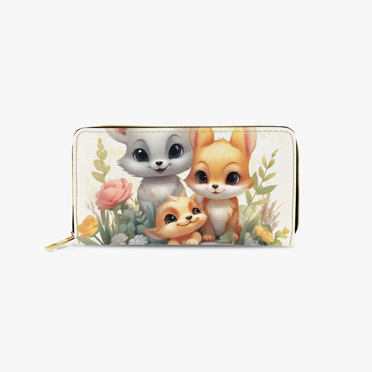 Long Type Zipper Purse - Fox Family