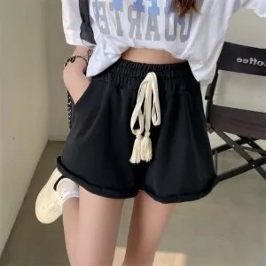 Look thin and tall! 2022 summer high waist curly sports shorts women's all-match casual wide-leg A-line hot pants