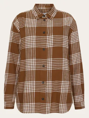 Loose check flannel shirt - GOTS/Vegan - Brown check