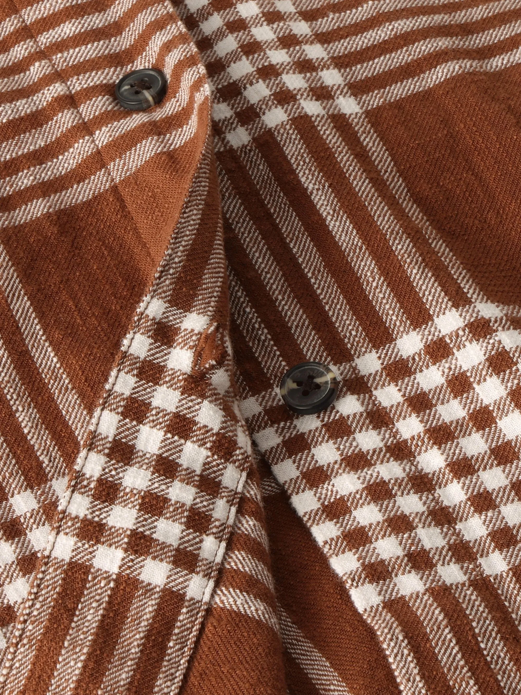 Loose check flannel shirt - GOTS/Vegan - Brown check