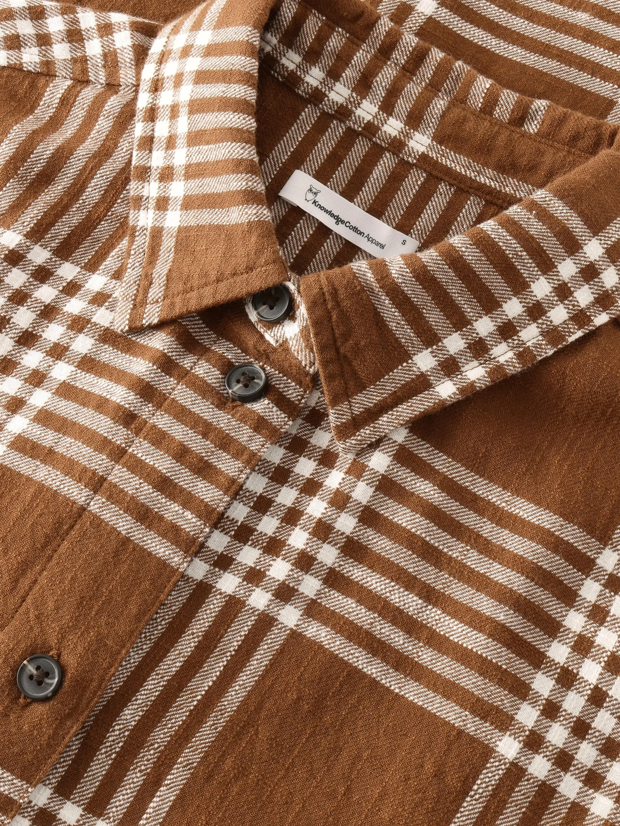 Loose check flannel shirt - GOTS/Vegan - Brown check