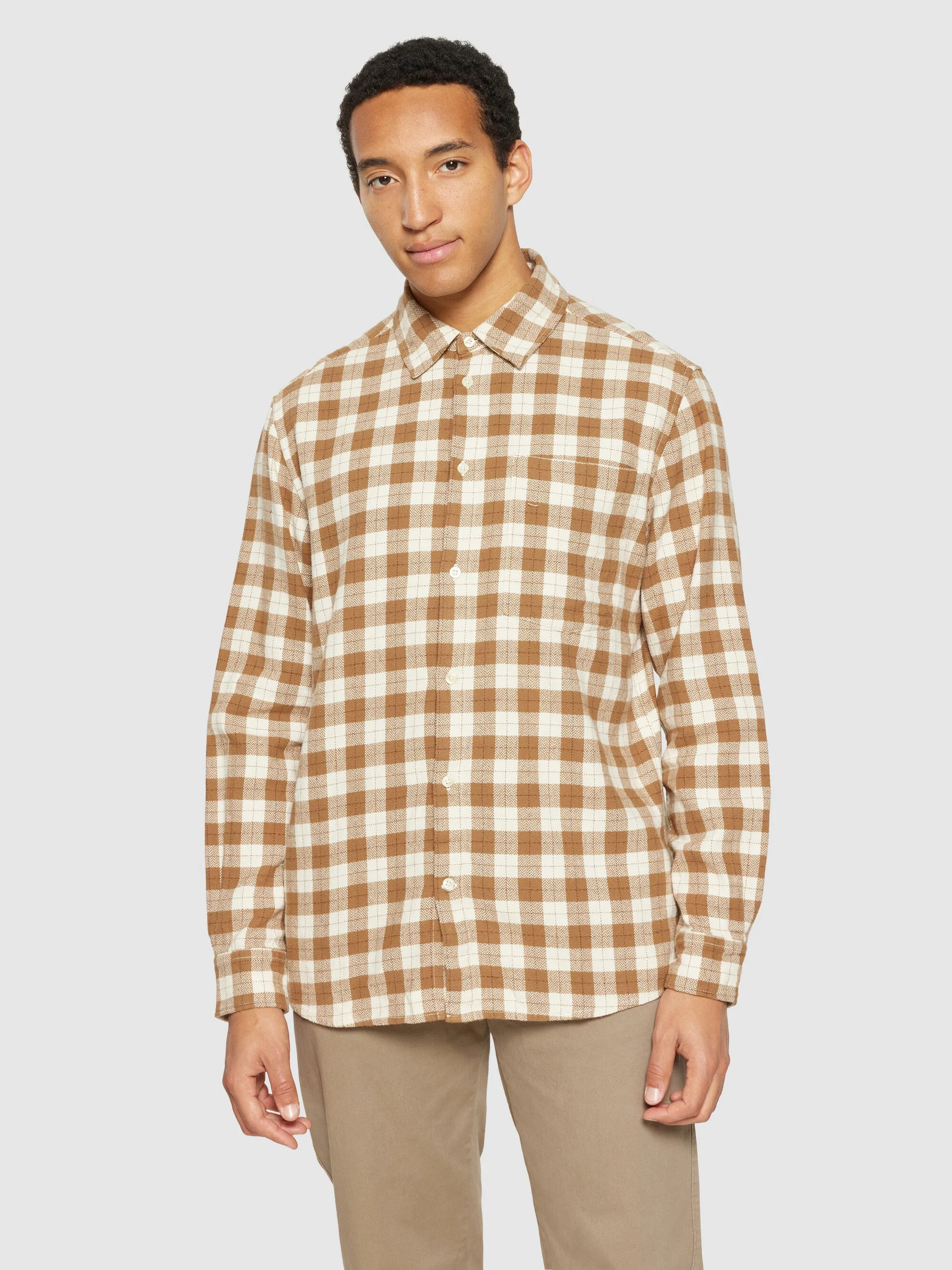 Loose fit checkered shirt - Beige check