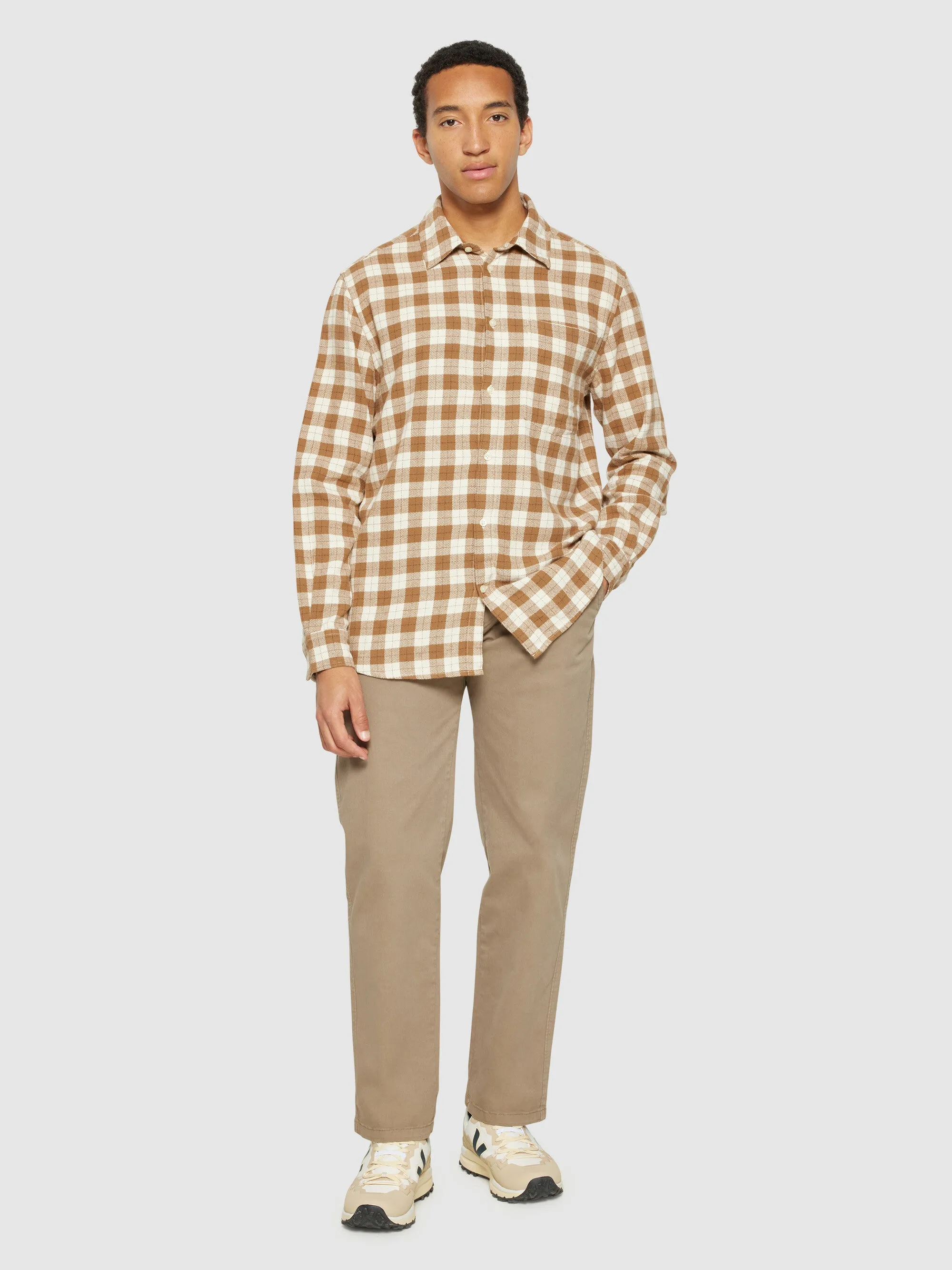 Loose fit checkered shirt - Beige check