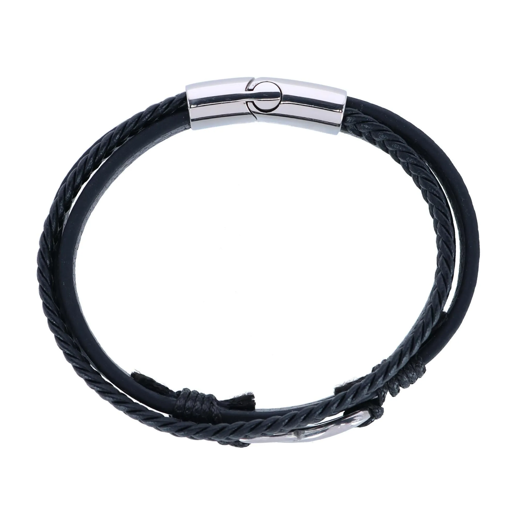 Loose Fit Infinity 3 Band Secure Clasp Leather Bracelet