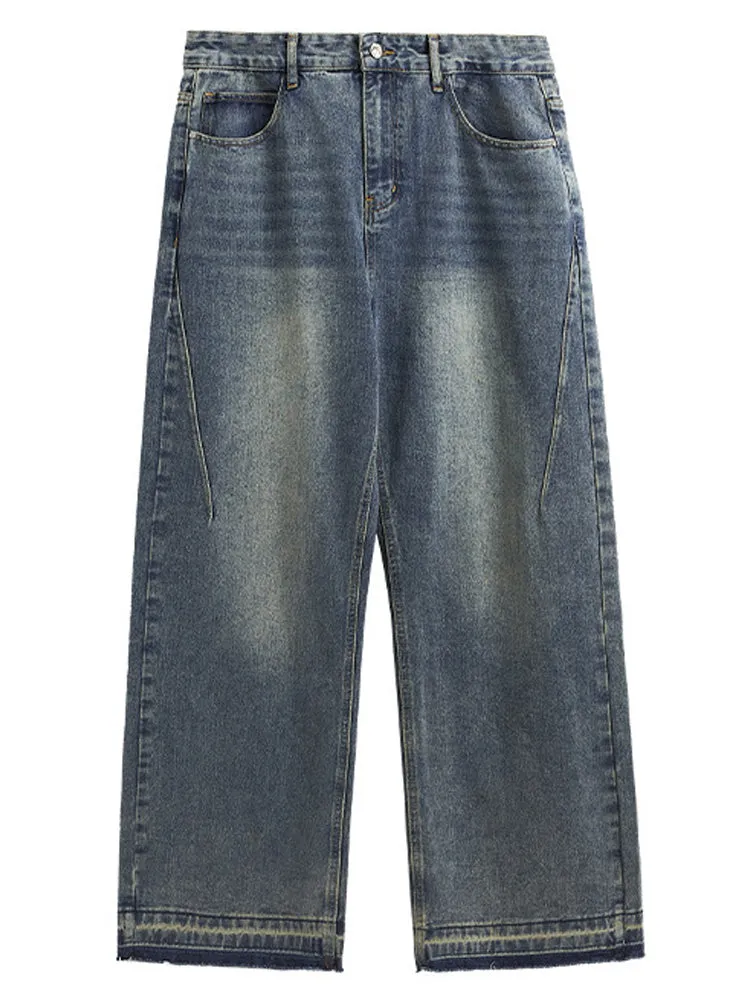 Loose-Fitting Solid  Color Wide-Legged Jeans