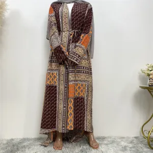 Loose Plus Size Paris Beads Retro Long Sleeve Robe