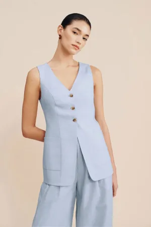 Lorenzo Tailored Vest - Silver Blue