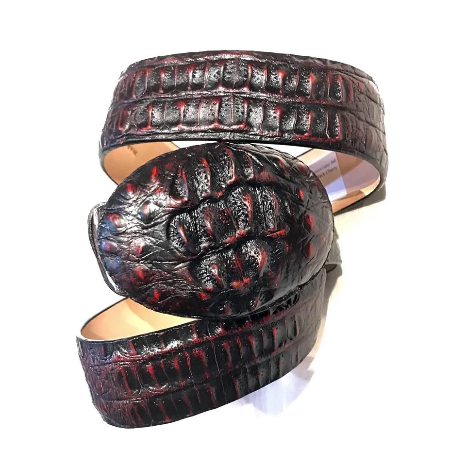 Los Altos Black Cherry Crocodile Belt