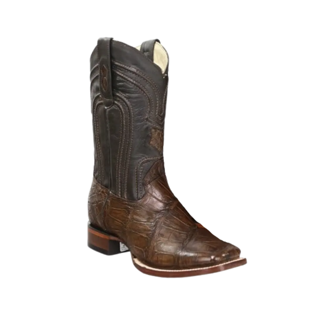 Los Altos Men's Brown Alligator Wide Square Toe Boot