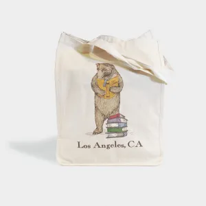 Los Angeles, CA Book Bear Large Canvas Shopping Tote