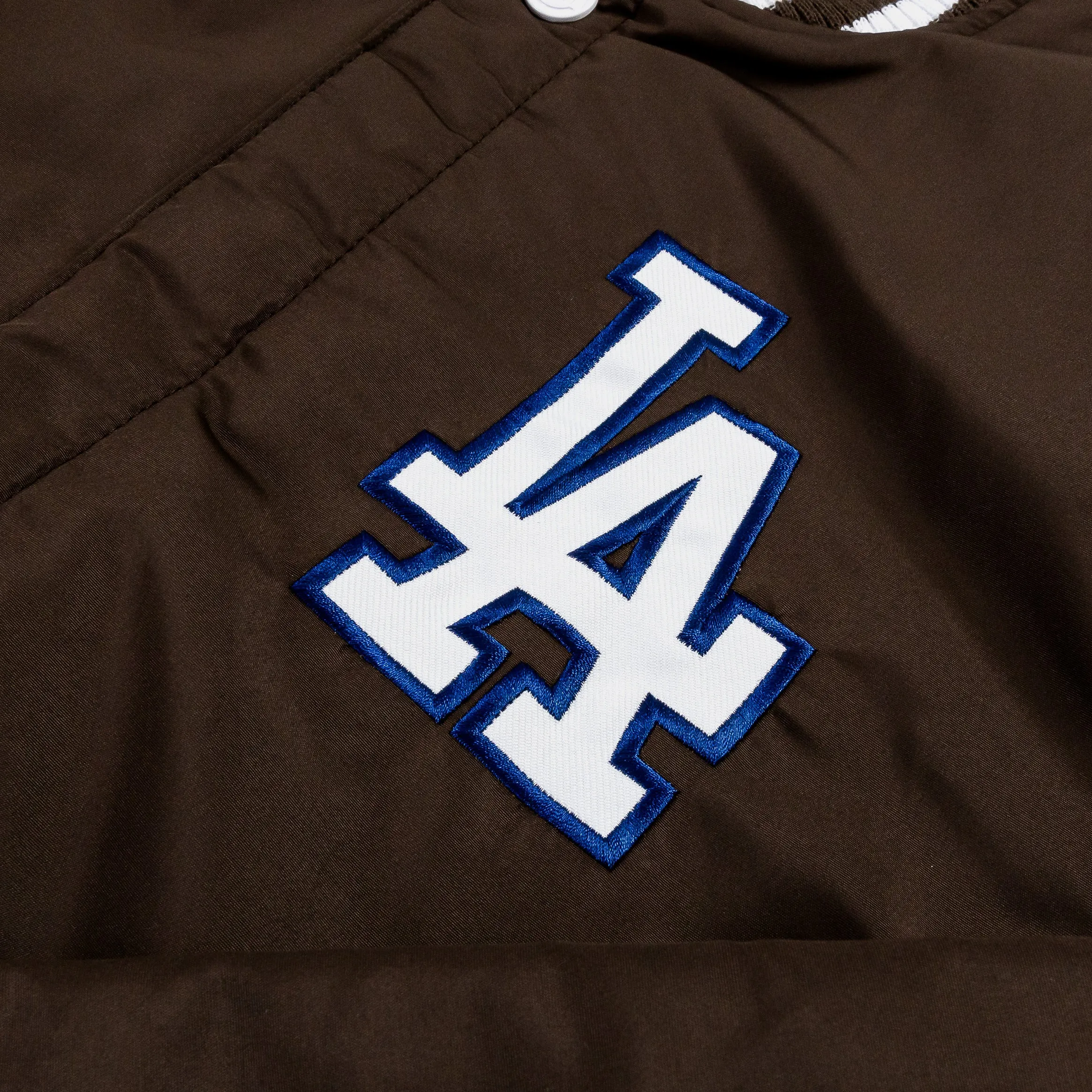 Los Angeles Dodgers Reversible Letterman Mens Jacket (Brown/White)