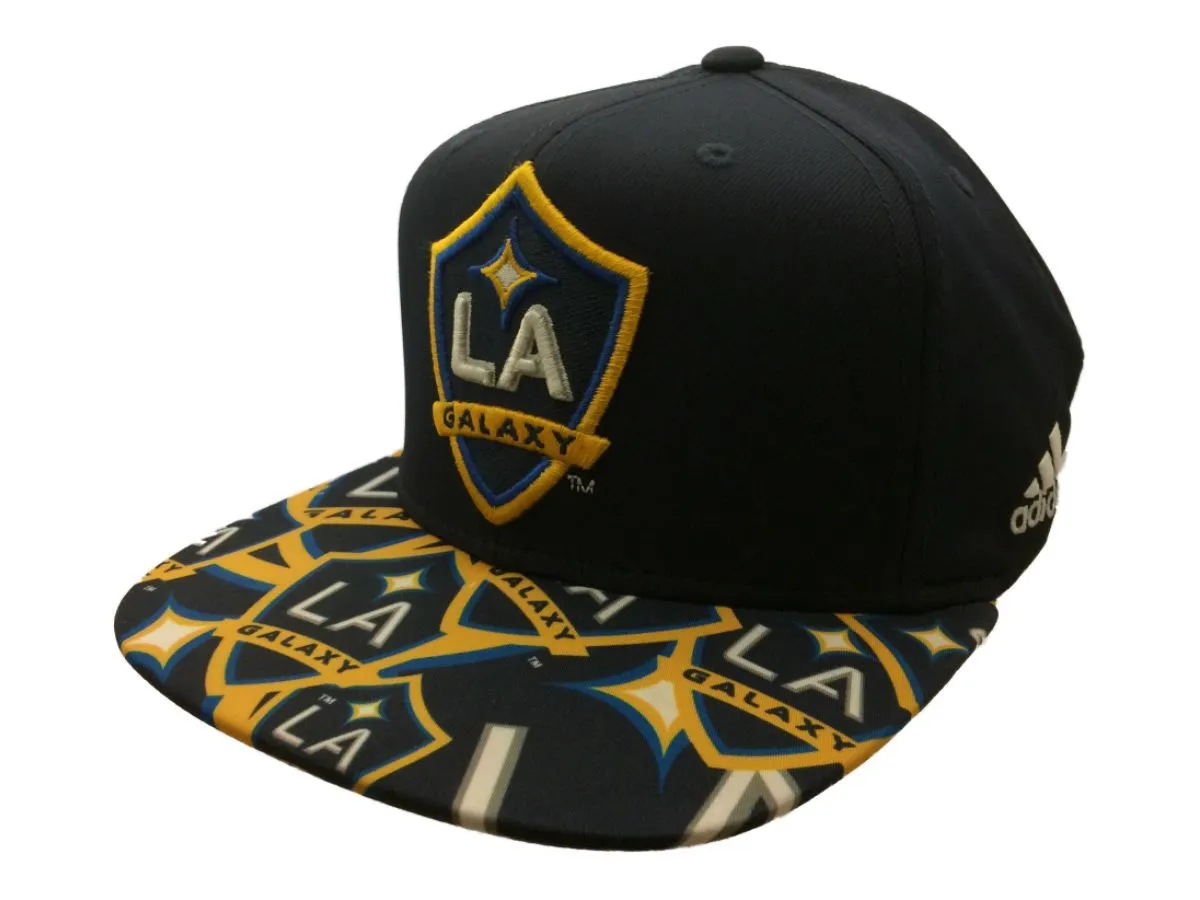 Los Angeles Galaxy Adidas Multiple Logo Structured Snapback Flat Bill Hat Cap