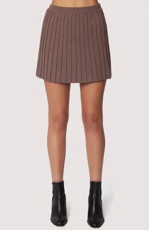 LOS Giustina Knit Mini Pleated Skirt in Chestnut