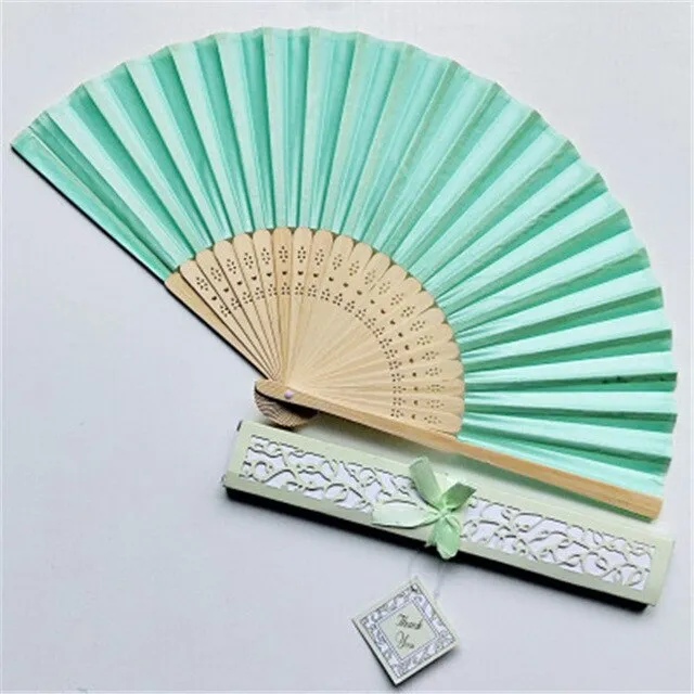 Lot of Thirty Pieces-Personalized Luxurious Silk Fold Hand Fan in Elegant Laser-Cut Gift Box-Party Favor