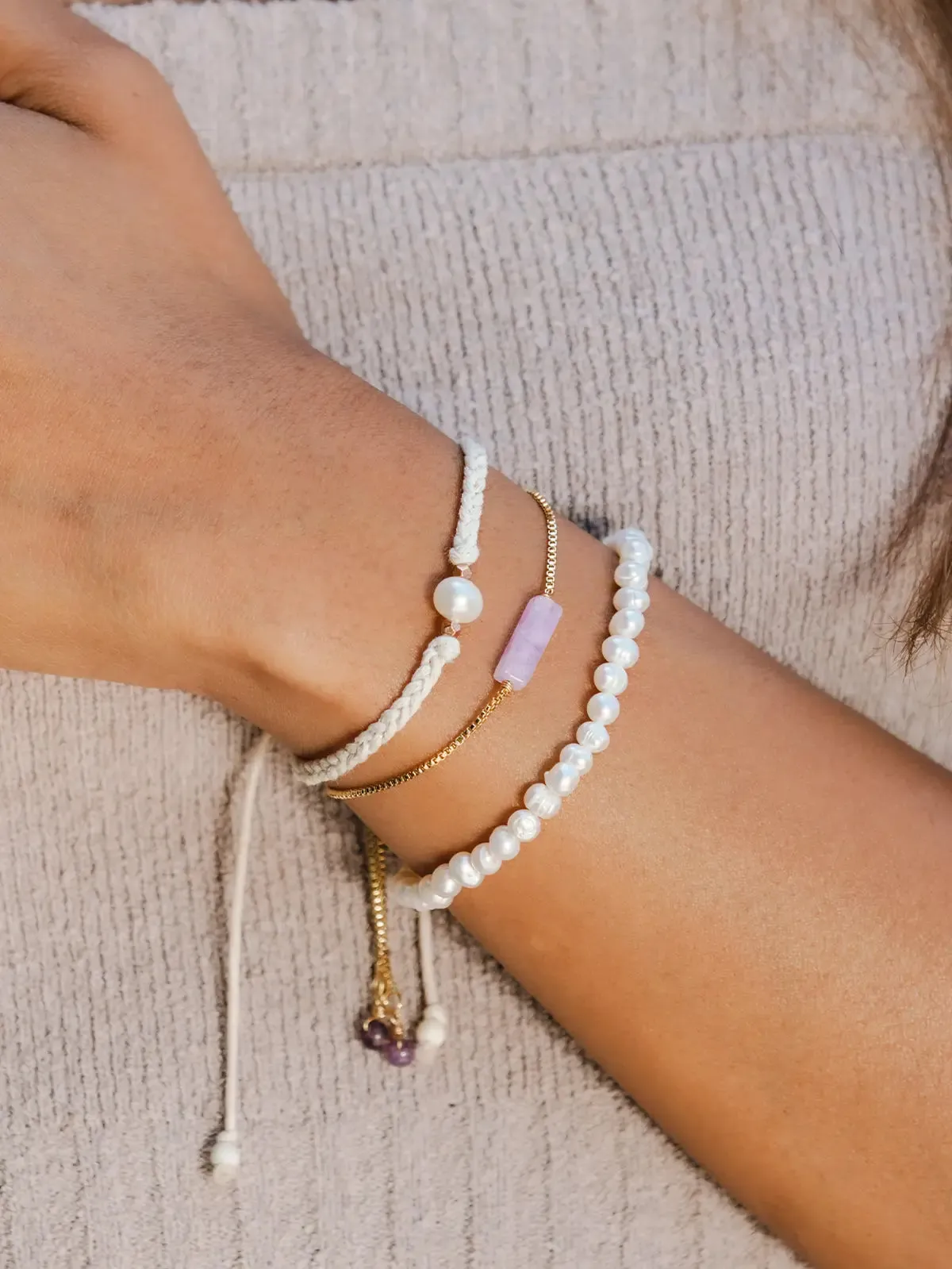 Lotus and Luna Pearl Braided Stone Bracelet