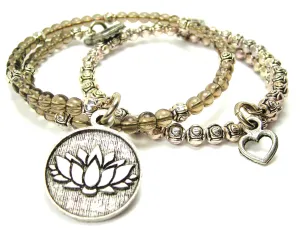 Lotus Circle Delicate Glass And Roses Wrap Bracelet Set