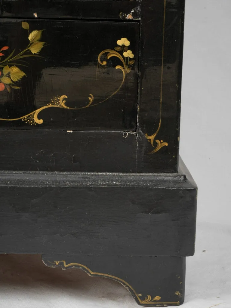 Louis Philippe Style Commode and Matching Storage Trunk with Hand-Painted Floral Decoration 37"