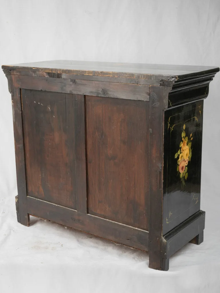 Louis Philippe Style Commode and Matching Storage Trunk with Hand-Painted Floral Decoration 37"