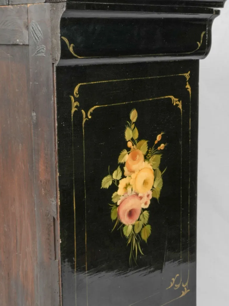 Louis Philippe Style Commode and Matching Storage Trunk with Hand-Painted Floral Decoration 37"