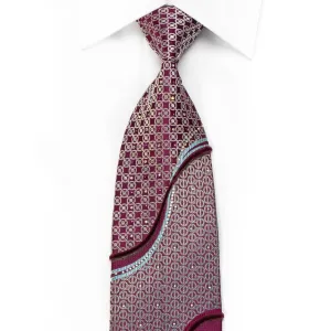 Louis Quatorze Men's Crystal Rhinestone Necktie Waves On Purple Silk