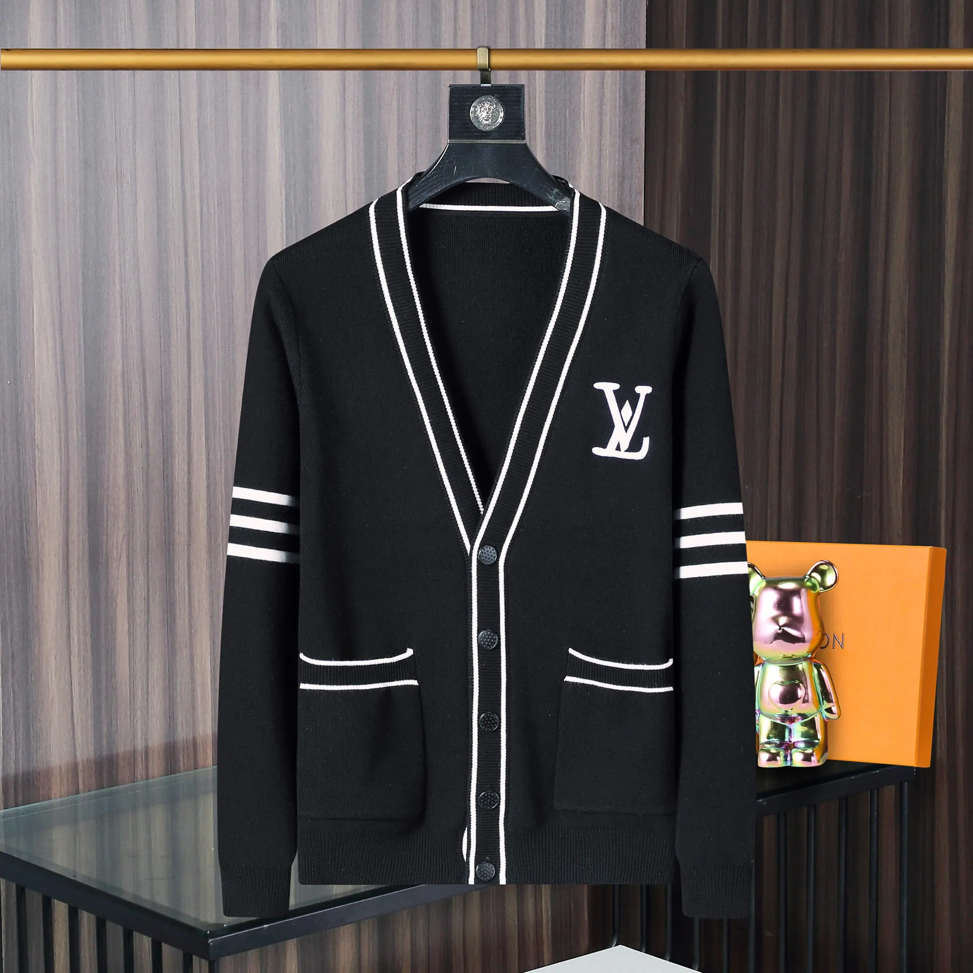 Louis Vuitton LV Gray & Black Cardigan