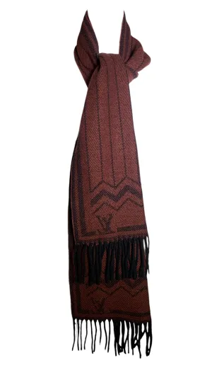 Louis Vuitton Maroon Cashmere and Wool Knit Scarf