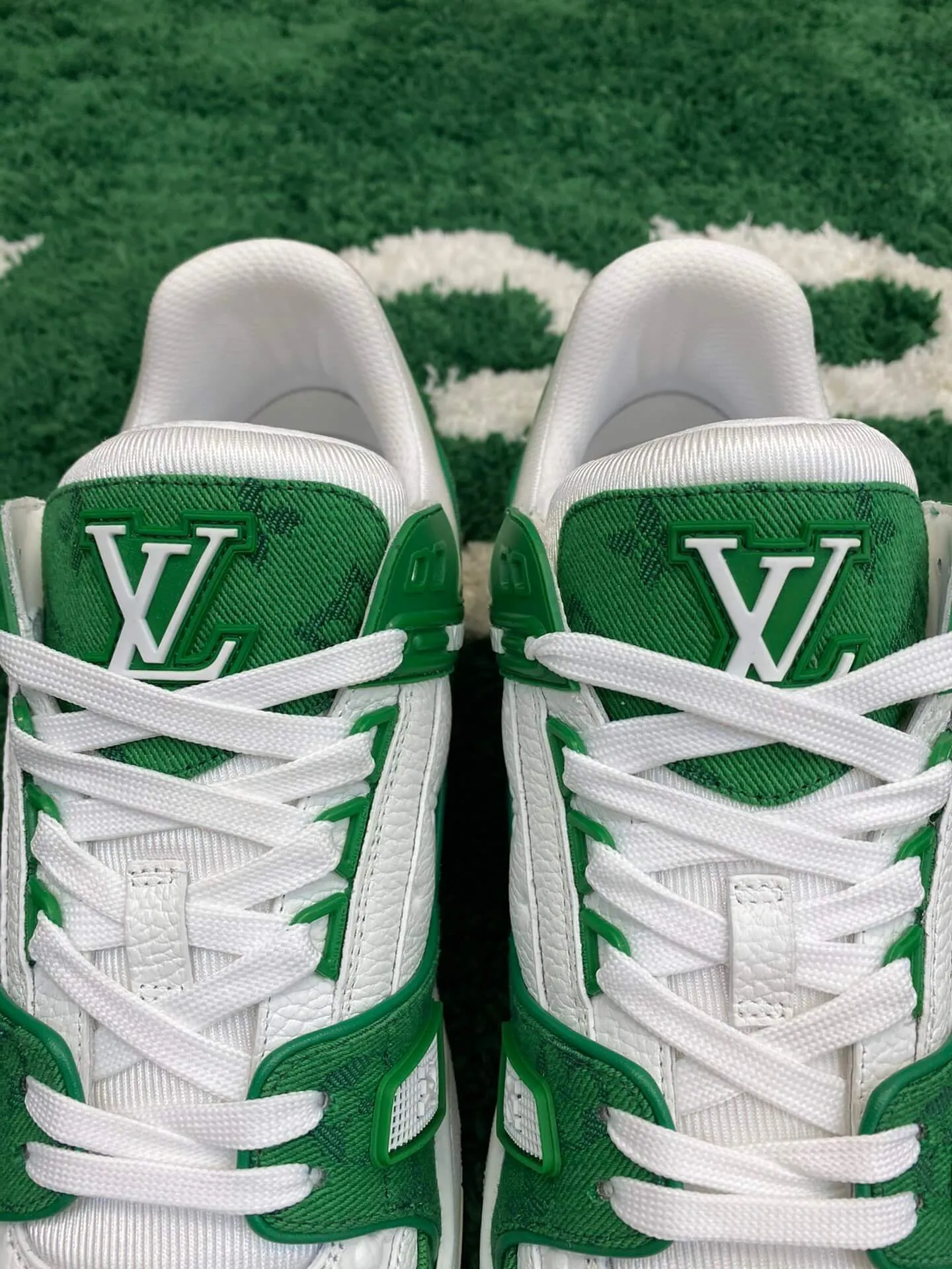 Louis Vuitton Trainer Denim Green White Sneaker