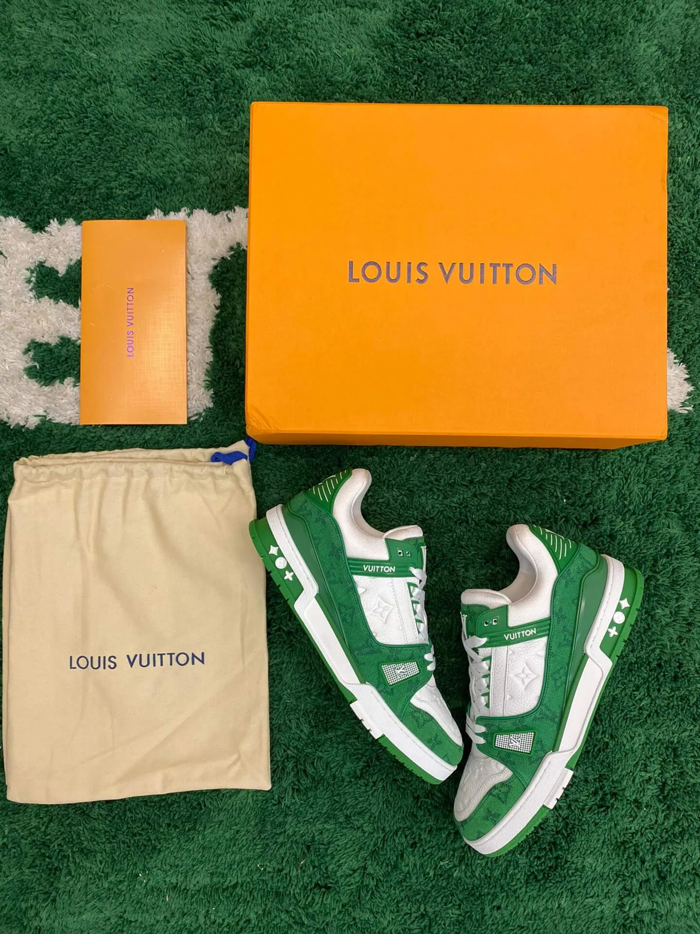 Louis Vuitton Trainer Denim Green White Sneaker