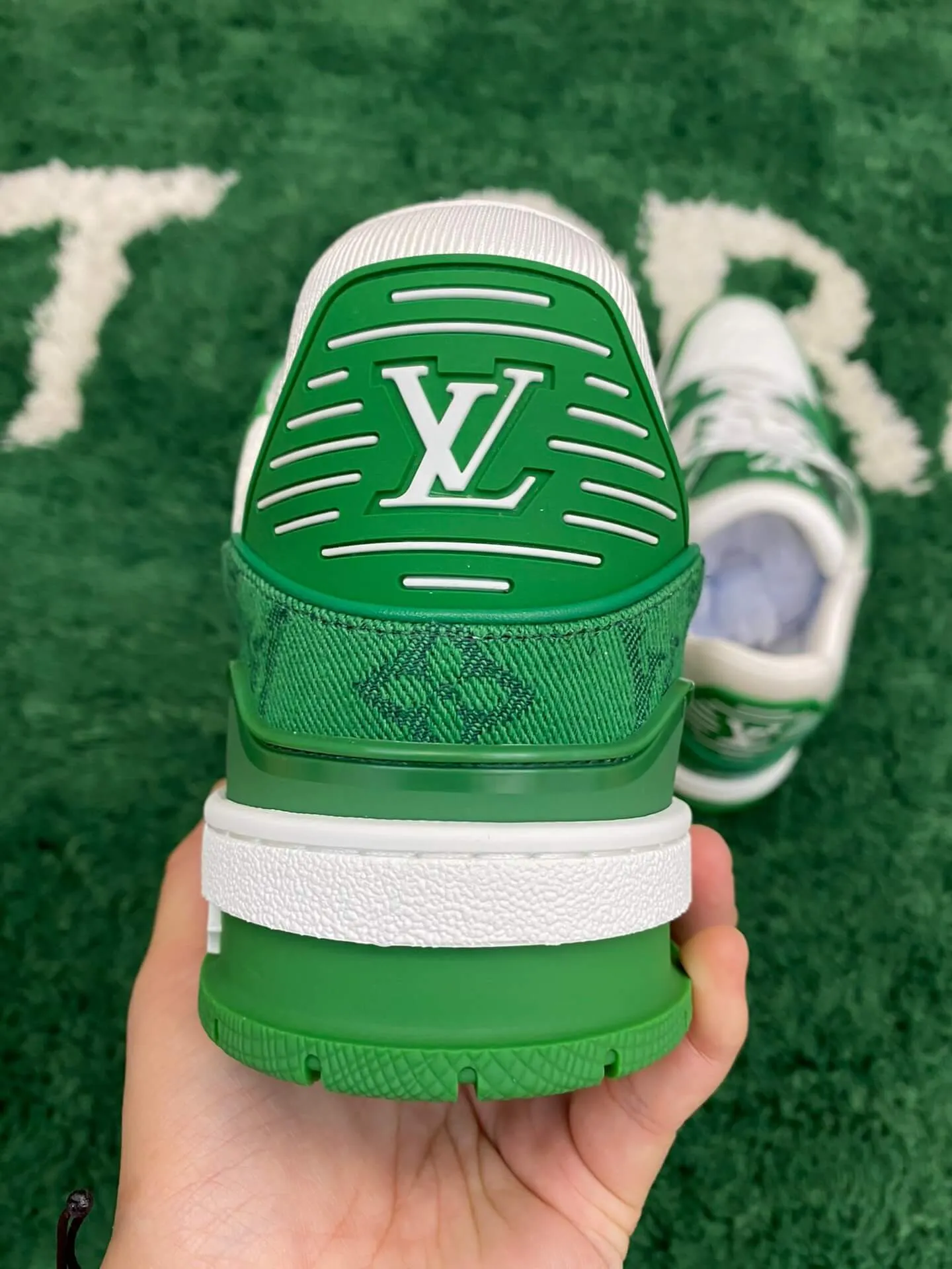 Louis Vuitton Trainer Denim Green White Sneaker