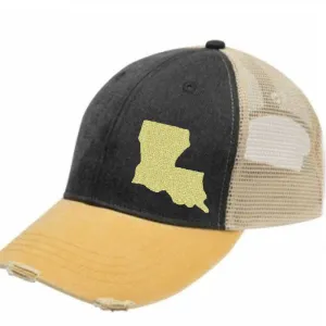 Louisiana Hat | Distressed Snapback Trucker | state cap | many color choices