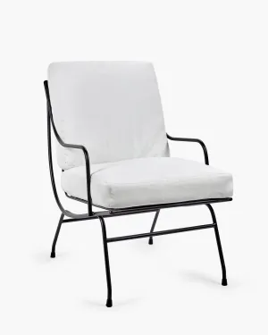 Lounge Chair With Cushion White Stresa Metal Sculptures