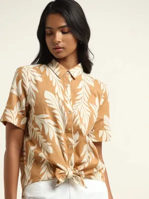 LOV Beige Printed Cotton Shirt